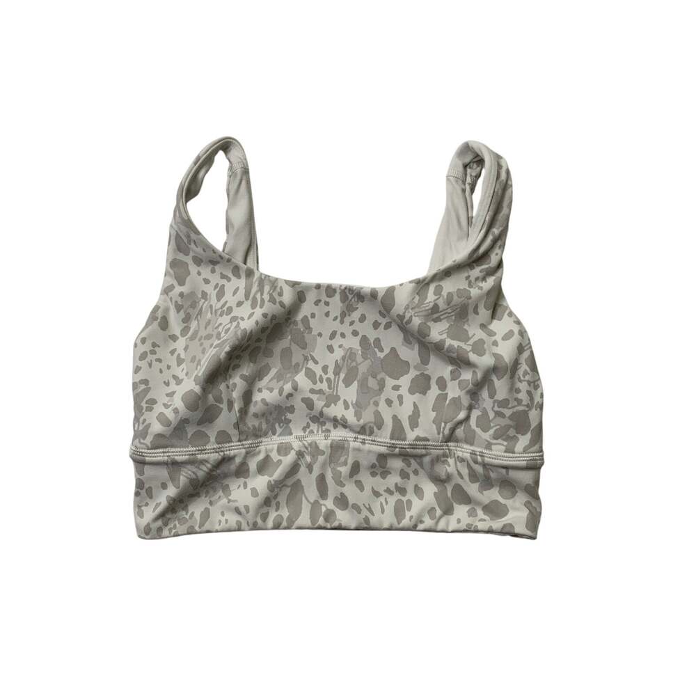 Lululemon Sports Bra Women 2 White Gray Unpadded Cheetah Camo Antique